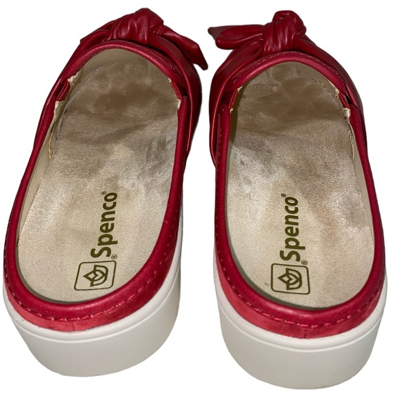 Spenco Barbados Orthotic Red Suede Bow Leather Slip-On Slide Mule Size 9B - Picture 7 of 14